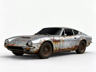 Realistic Oxidized Vintage Coupe 3D Model Low-poly 3D model