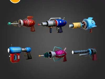 30 Stylized guns  4K Textures  Low-poly 3D model