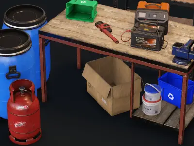 Garage Props Pack Low-poly 3D model purchase