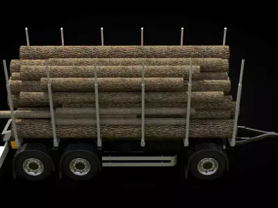 Timber 2 Axle Trailer 3D model