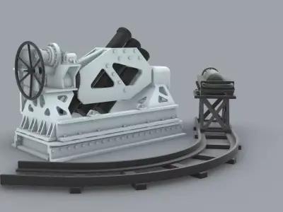 Squid Antisubmarine Mortar  Low-poly 3D model