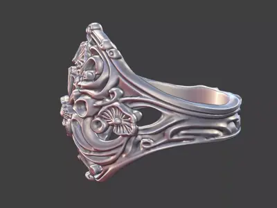 seashell inspired ocean ring jewelry 3D print model