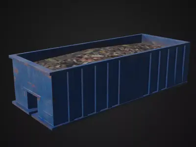 Blue Dumpster Free low-poly 3D model