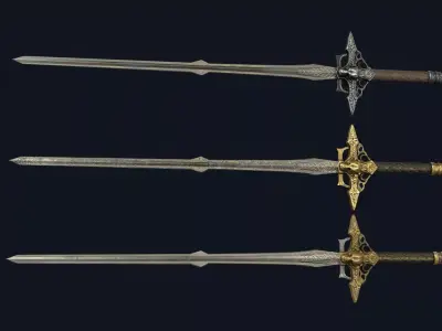 Elven Hunter Sword Low-poly 3D model