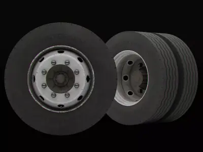 Truck wheels with LODs Low-poly 3D model
