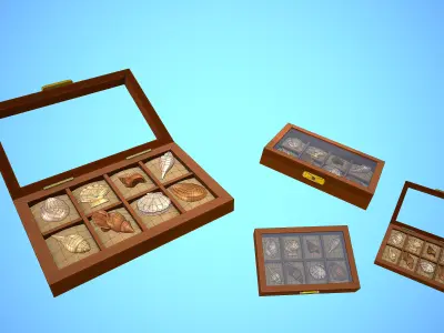 SHELL 01-06 BOX 01-02 PACK CARTOON STYLIZED Low-poly 3D model