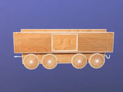 Wooden Toy Train - Cargo Wagon Low-poly 3D model
