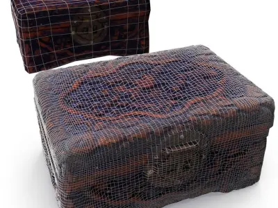 Small Chinese Chest 06 - Low and High Poly version Low-poly 3D model