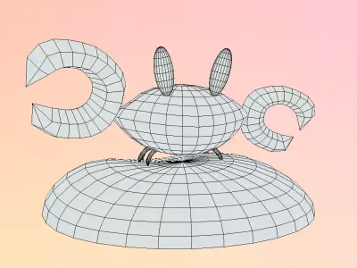 Cute Low Poly Hand Painted Crab Model Low-poly 3D model