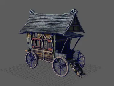 Fancy Medieval Caravan Low-poly 3D model