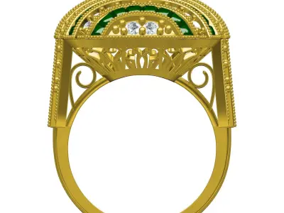 Antique Art Deco Vintage Bridal Ring 3D print model