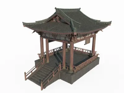 Asian ancient architectural landscape pavilion 3D model