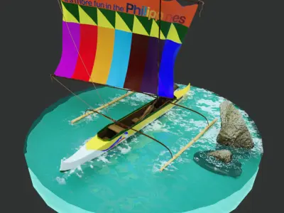 Zamboanga Vinta Boat Low-poly 3D model