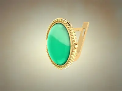  Earrings with oval cabochon  Antique 3D print model