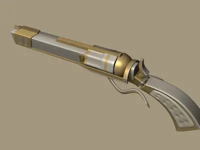 SciFi Golden Revolver - Luxury Gun - Weaponry Low-poly 3D model