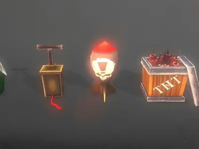 Explosives Set items in explosive 3D model