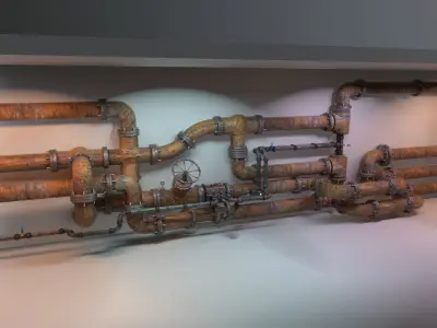 Modular Industrial Pipes Low-poly 3D model buy