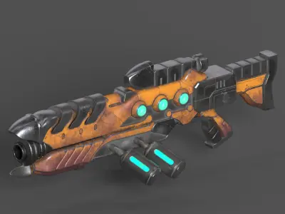 Sci-fi Gun Low-poly 3D model 3