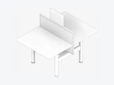 Desk - Double - Officetec - Modela - Linear - Fixed Height Low-poly 3D model