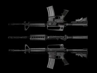 GAME READY M4 CARBINE RIFLE PBR RIGGED Low-poly 3D model