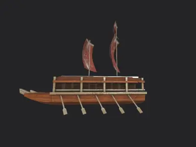 Korean Turtle Ship - Medieval Warship 05 Low-poly 3D model