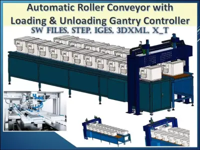 Automatic Roller Conveyor with Loading-Unloading Gantry Control 3D model