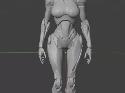 heavy metal female humanoid robot no face Low-poly 3D model