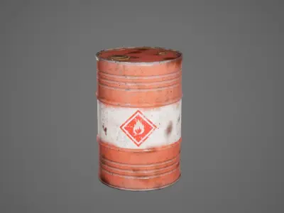Oil Drum Barrel Pack Low-poly 3D model