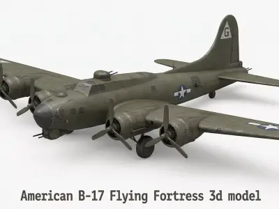 American B-17 Flying Fortress 3D Model Low-poly 3D model
