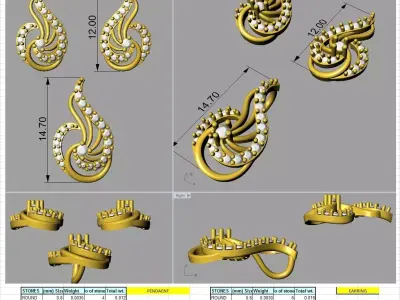 3d printable model diamond pendant gold 3D print model