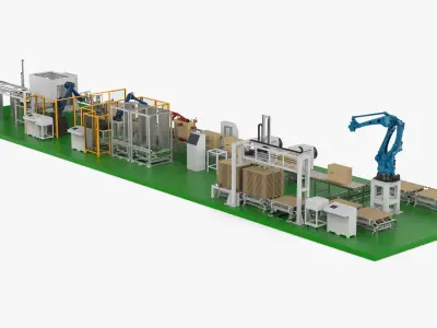 Fully Automatic Air Conditioners Packaging Line 3D model