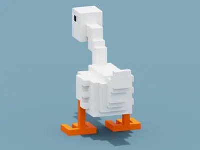 Voxel Goose Low-poly 3D model
