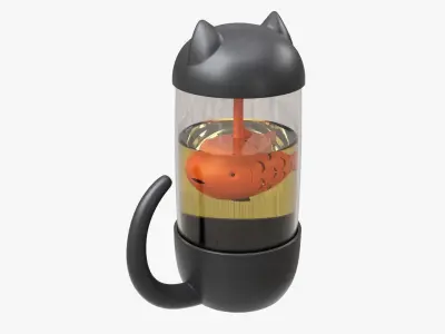 Cat-shaped teapot 3D model