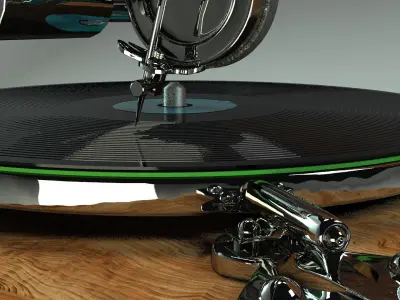 Antique Wood Gramophone 3D model