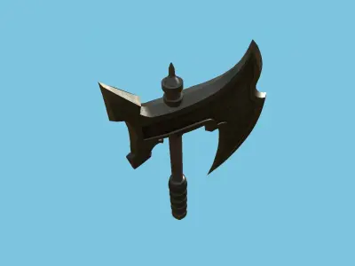 Medieval Battle Axe 05 Black Dark - Fantasy Weaponry Low-poly 3D model