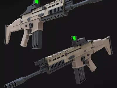 SCAR L Low Poly Game Ready Low-poly 3D model