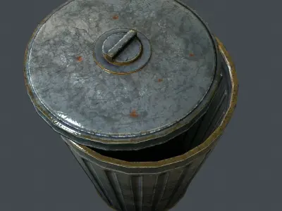 Trash Can for games Low-poly 3D model