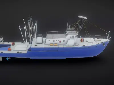 Small fishing boat   Low-poly 3D model