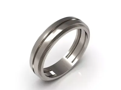 Mens Industrial Knurled Wedding Band CAD file mr0369 3D print model