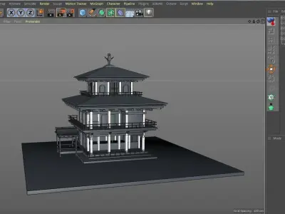 Cartoon Lowpoly Japanese Kinkaku-ji Temples  3D model