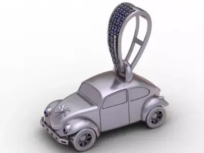  Golden Car Pendant 3D Printable Model 3D print model purchase