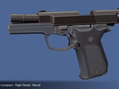 Low-Polygon Walther P88 Compact 9mm Pistol Low-poly 3D model