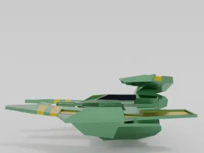 Spaceship robot with two wings Low-poly 3D model