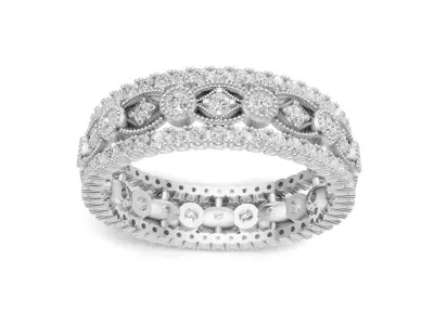 Antique Style Wedding Band With Diamond 3D print model