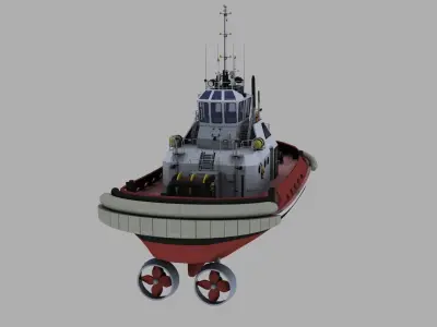 Tugboat industrial Low-poly 3D model