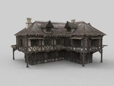 Medieval house fantasy 18 Low-poly 3D model