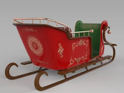 Santas Sleigh Low-poly 3D model