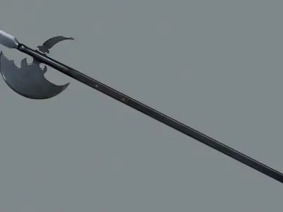 Medieval polearm game ready 3D model Low-poly 3D model