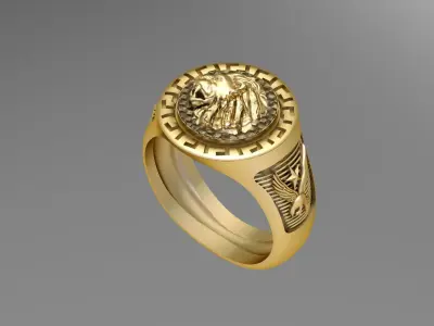 Lion and Eagle Ring  Free 3D print model purchase