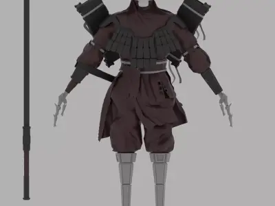 The Dead Warrior game ready  Low-poly 3D model
